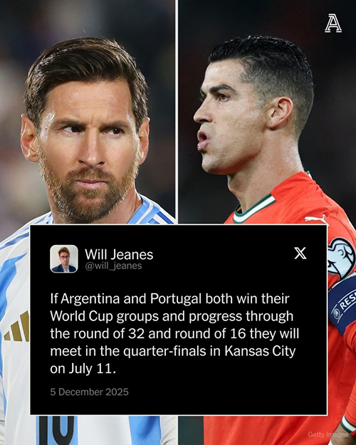 阿根廷葡萄牙若小组头名出线,<a href=/gaoqingqiuxing/gaoqingzuqiu/119.html target=_blank class=infotextkey>梅西</a>C罗1/4决赛将提前相遇