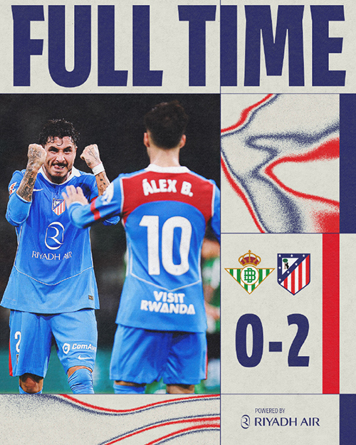 西甲:马竞2-0贝蒂斯 小西蒙尼世界波 巴埃纳处子球 小蜘蛛助攻